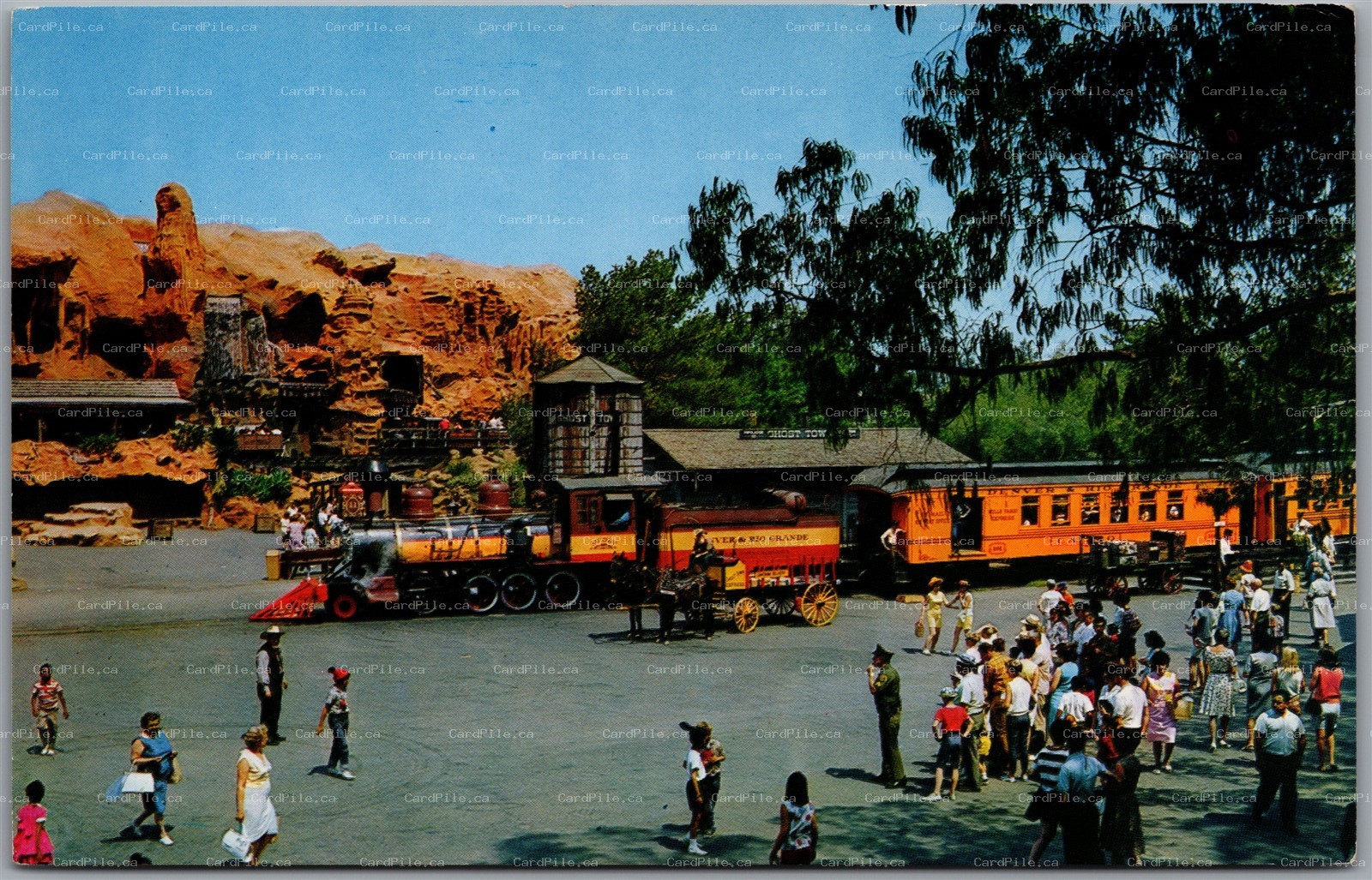 Postcard Buena Park California Knott's Berry Farm Calico Square Train Ghost Town