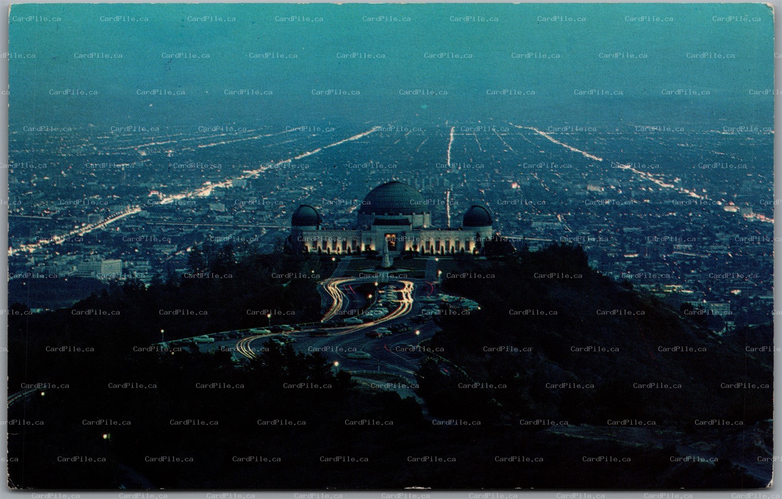 Postcard Los Angeles California Griffith Observatory and Planetarium Night View