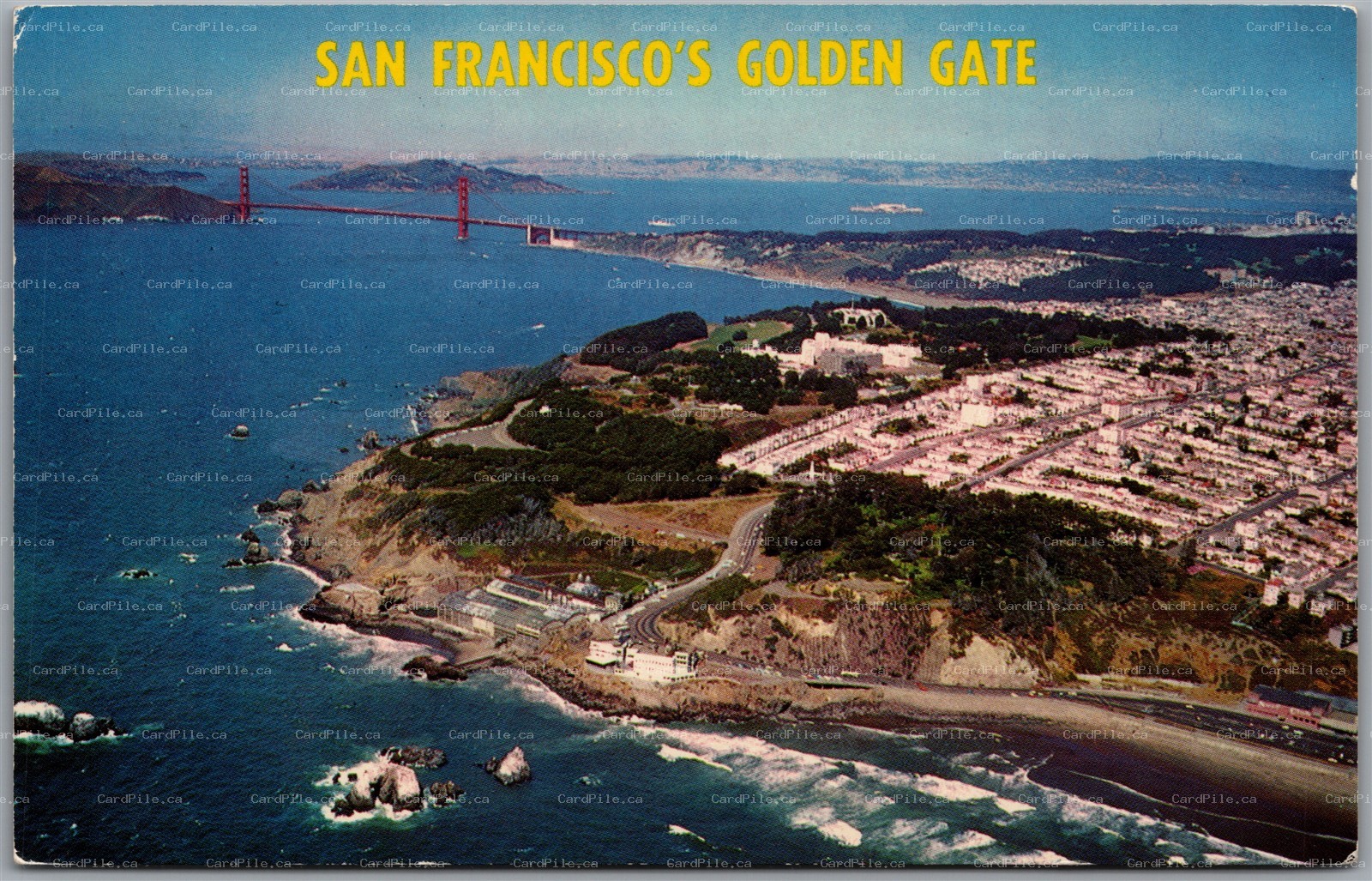 Postcard San Francisco California c1968 Golden Gate Bridge Scenic Aerial View