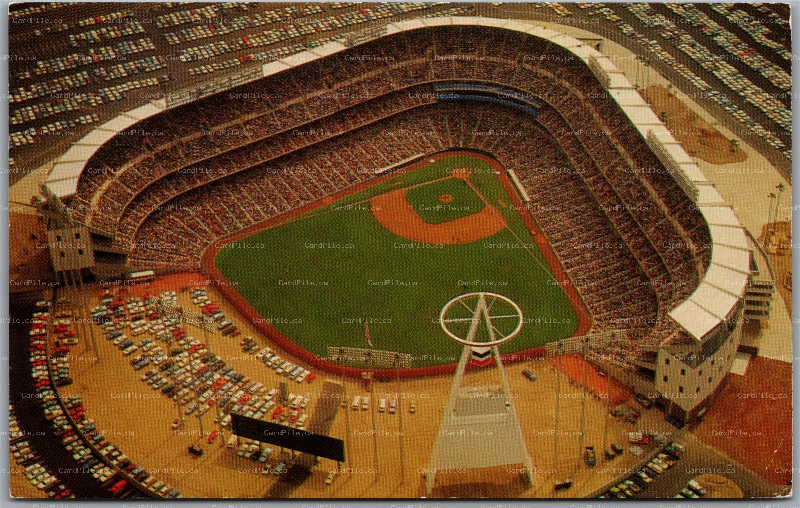 Postcard Anaheim California Angel's Stadium Baseball Aerial View Orange County