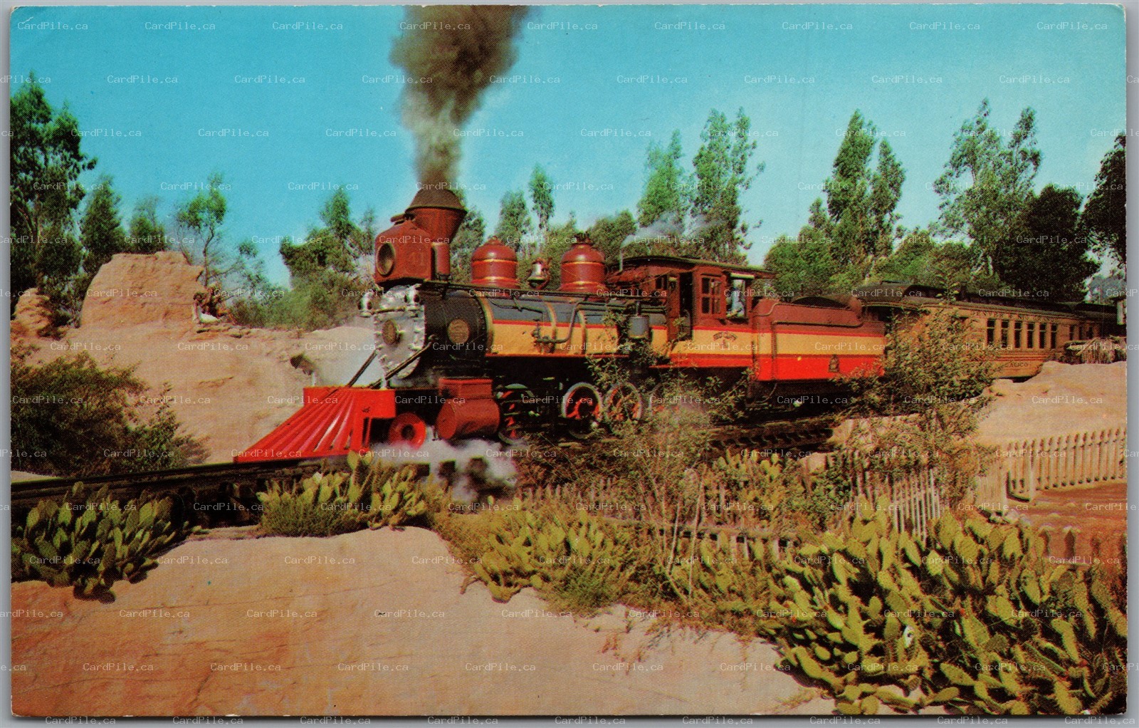 Postcard Buena Park California Knott's Berry Farm Locomotive #41 Pulling Cars
