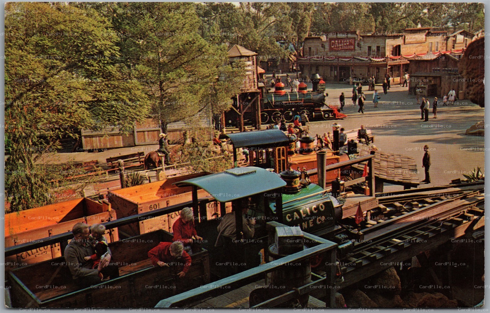 Postcard Buena Park California Knott's Berry Farm Calico Square Railroad Mine