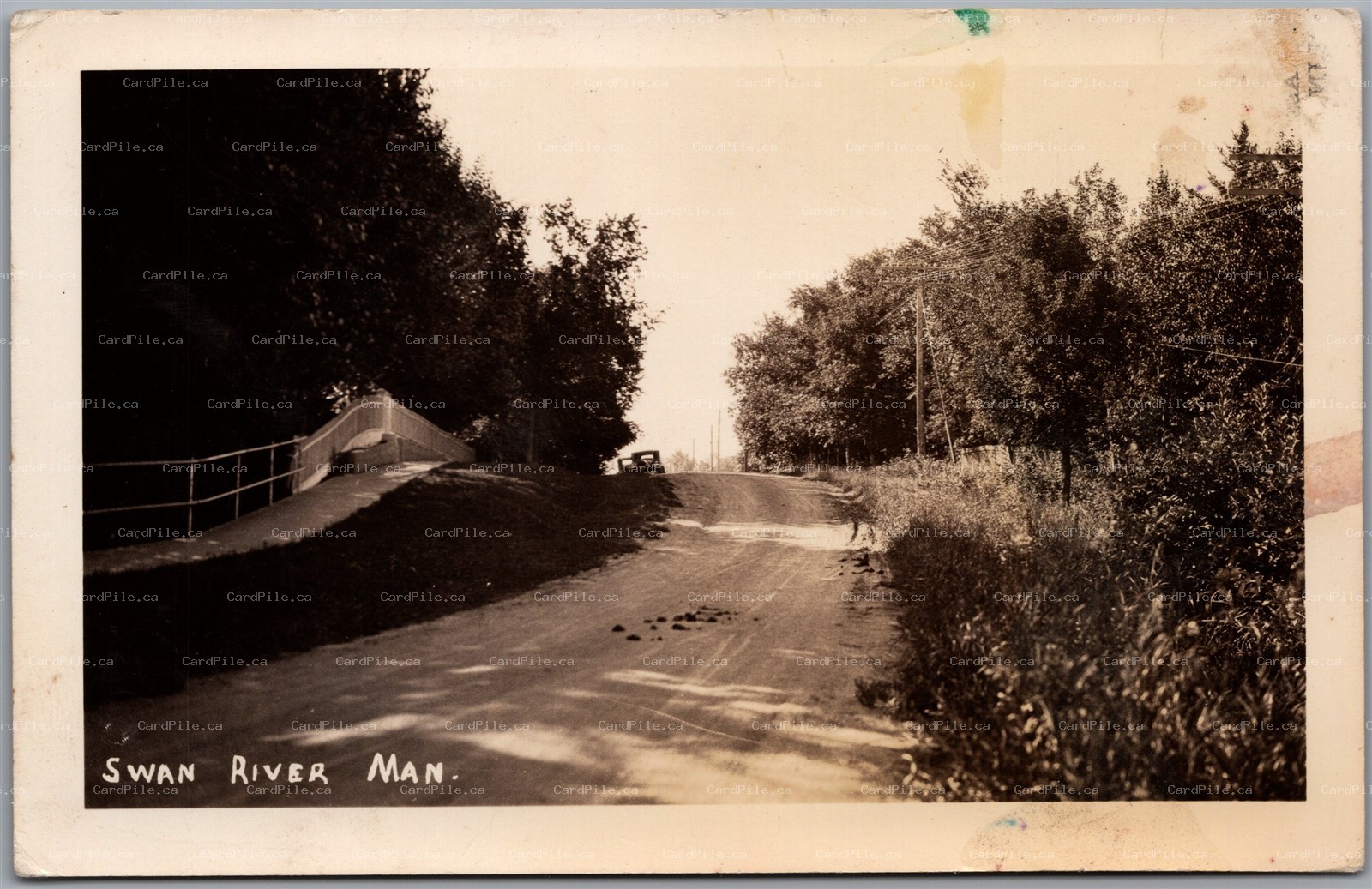 Postcard RPPC c1930s Swan River Manitoba Road View Parkland Region