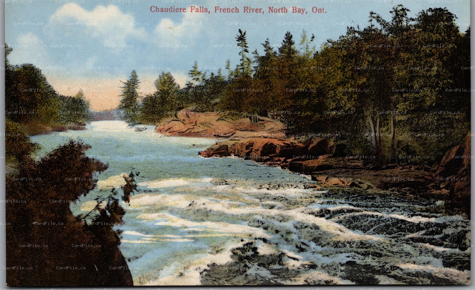 Postcard North Bay Ontario c1910s Chaudiere Falls French River Scenic View
