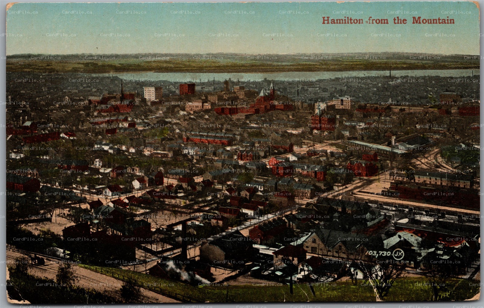 Postcard Hamilton Ontario c1910s Birds Eye View from the Mountain