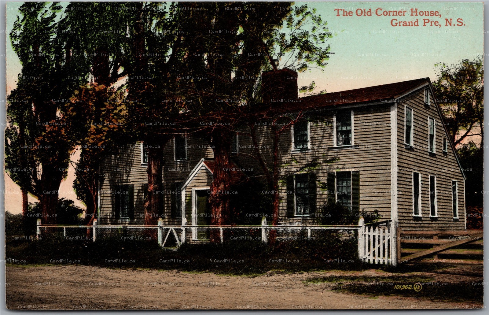 Postcard Grand Pre Nova Scotia c1910s The Old Corner House Kings County