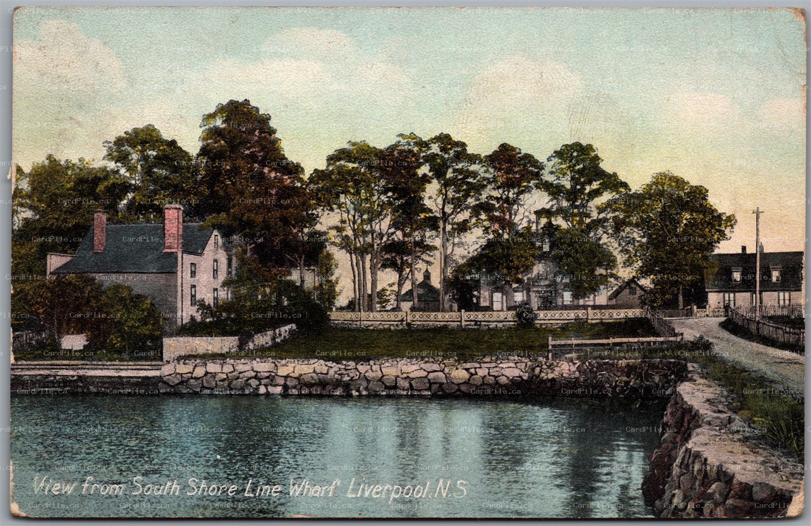 Postcard Liverpool Nova Scotia c1908 View From South Shore Line Wharf Queens Co.