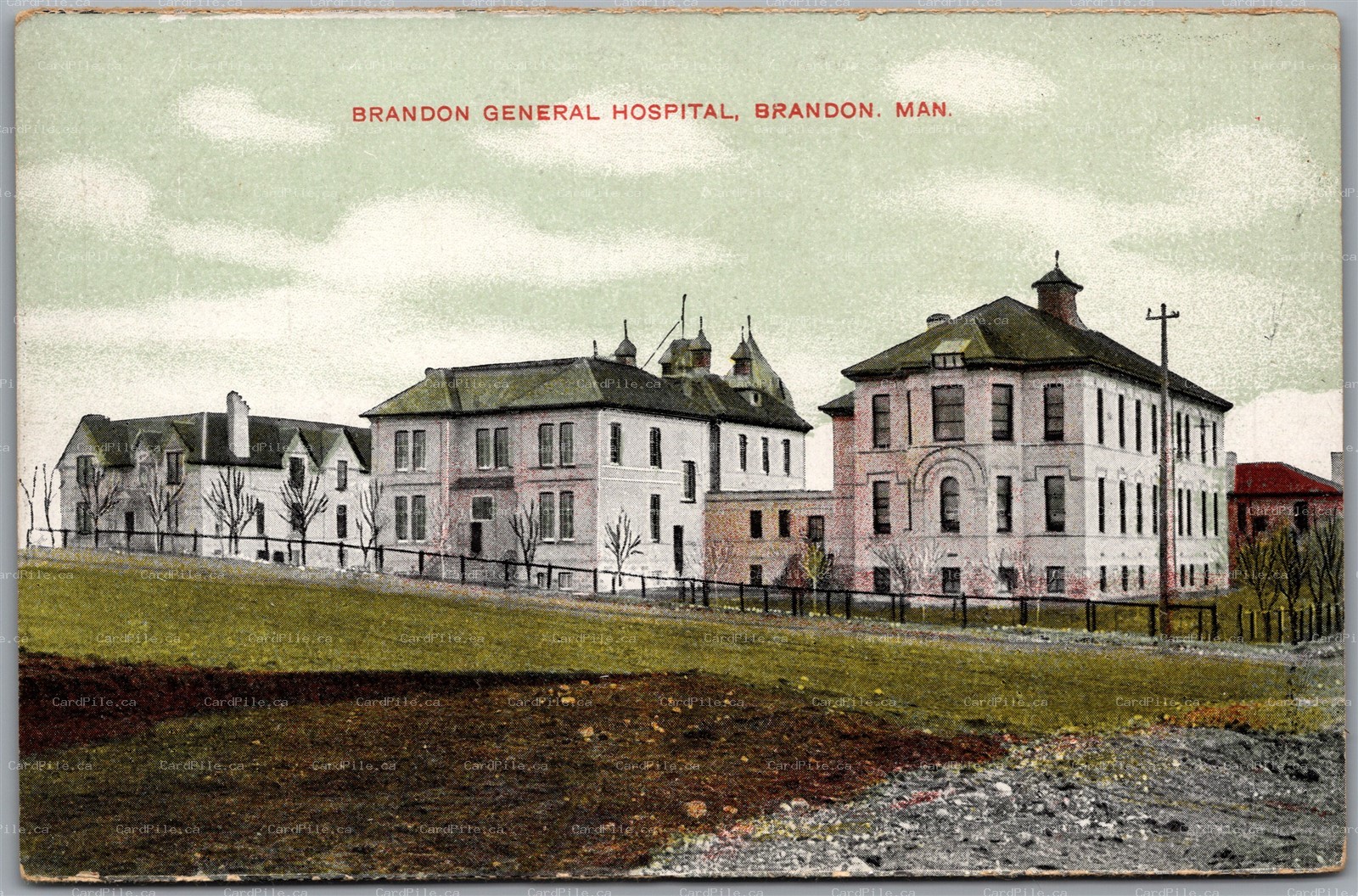 Postcard Brandon Manitoba c1910s General Hospital Nurse & Surgical Buildings