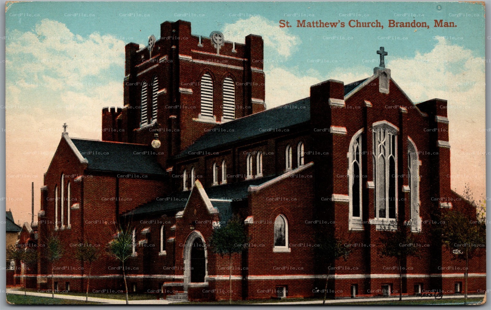 Postcard Brandon Manitoba c1910s St. Matthew's Church