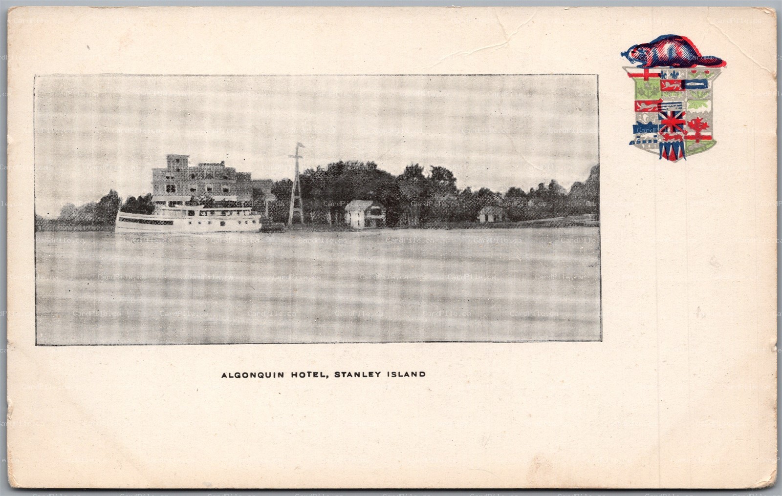 Postcard Stanley Island Ontario c1910s Algonquin Hotel Heraldic