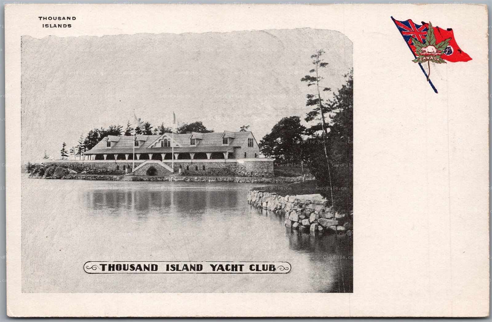 Postcard Thousand Islands Ontario c1910s Yacht Club Heraldic Flag