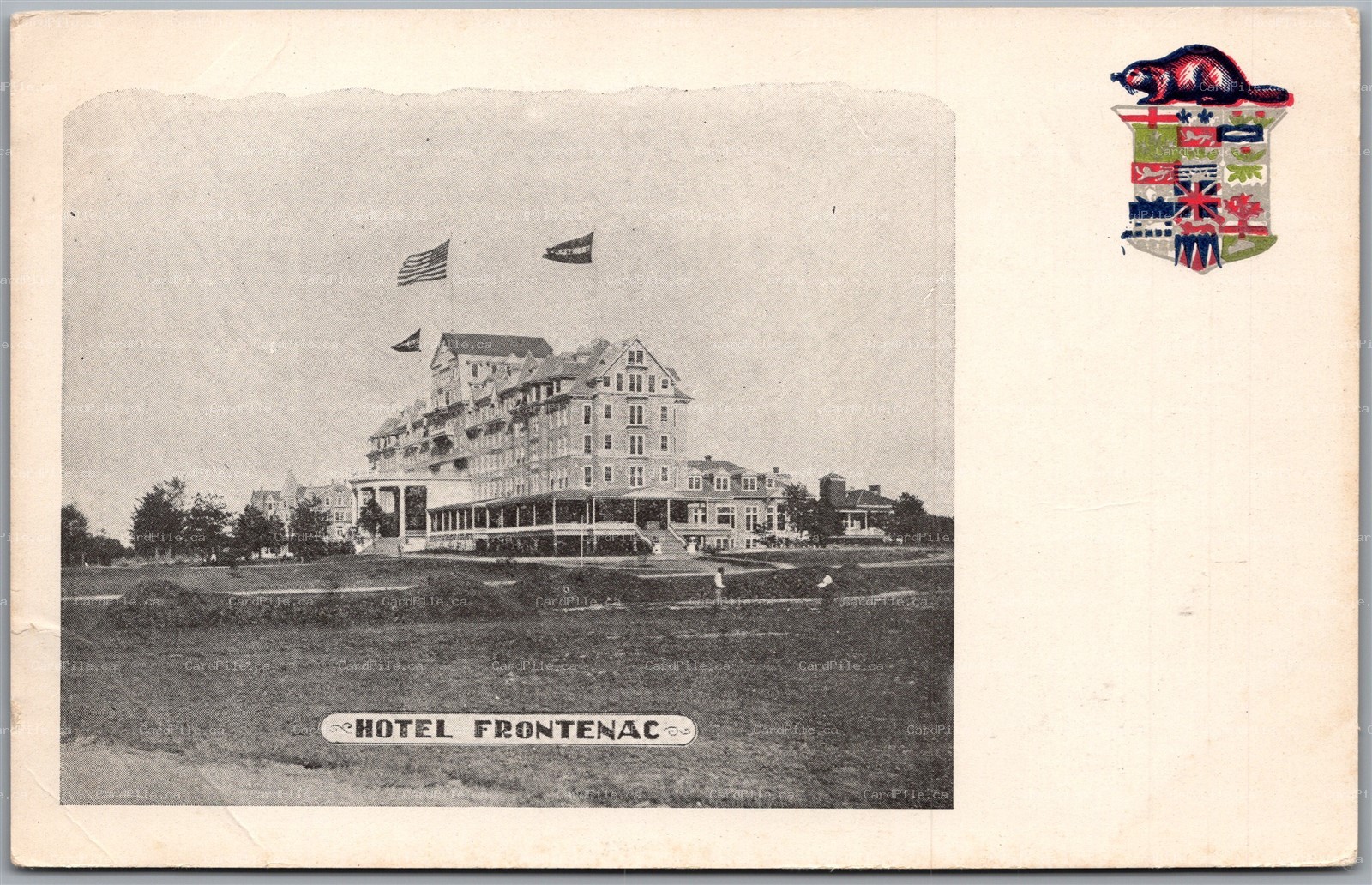Postcard Thousand Islands Ontario c1910s Hotel Frontenac Heraldic Crest Beaver