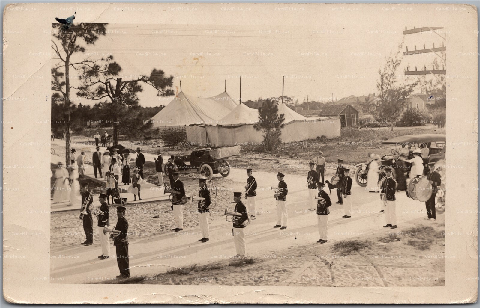 Postcard RPPC Delray Florida Marching Band Old Cars Palm Beach County *as is*