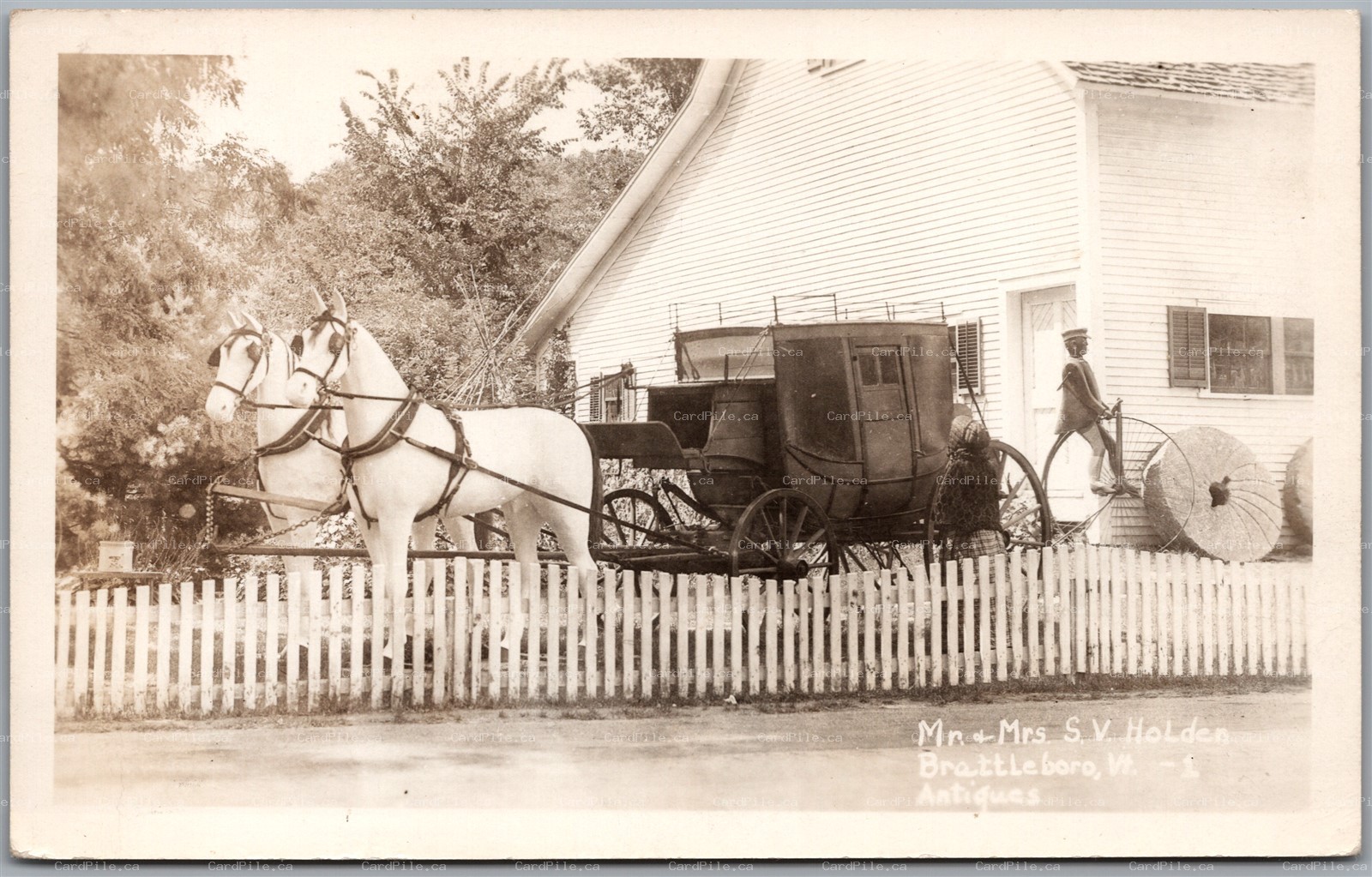 Postcard RPPC Brattleboro Vermont Mr & Mrs S. V. Holden Antiques Windham County