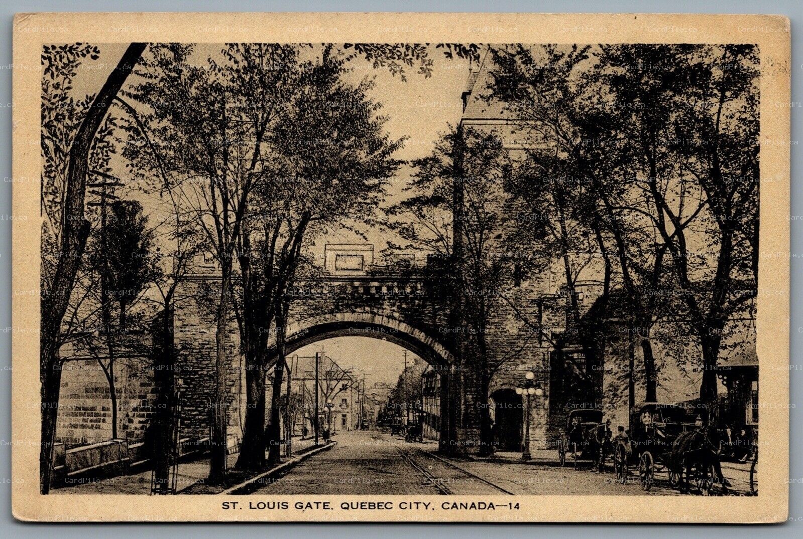 Postcard Quebec City PQ c1910s St. Louis Gate Horse Carriages