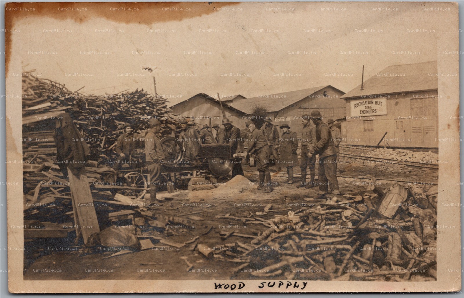Postcard RPPC Brest France WW1 Camp Pontanezen 319th Engineers Wood Supply