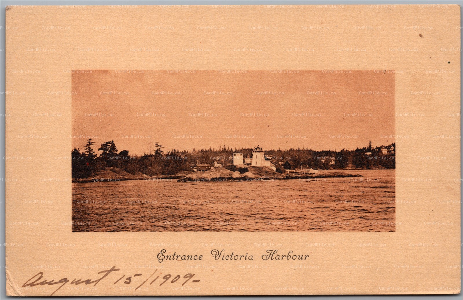 Postcard Victoria British Columbia Harbour Entrance Lighthouse J. Howard Chapman