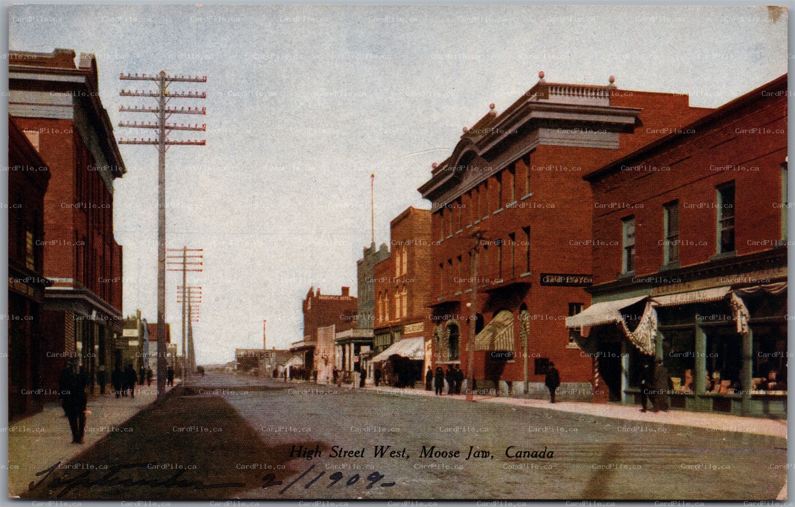 Postcard Moose Jaw Saskatchewan c1909 High Street Shops by Lewis Rice