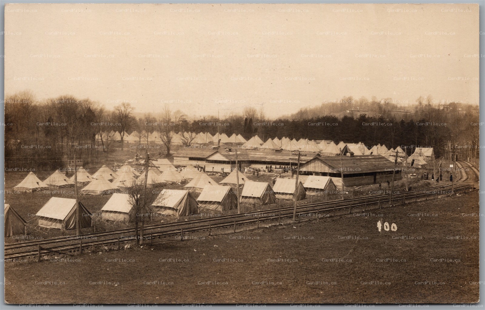 Postcard Chevy Chase Maryland WW1 National School Service Military Camp Railroad