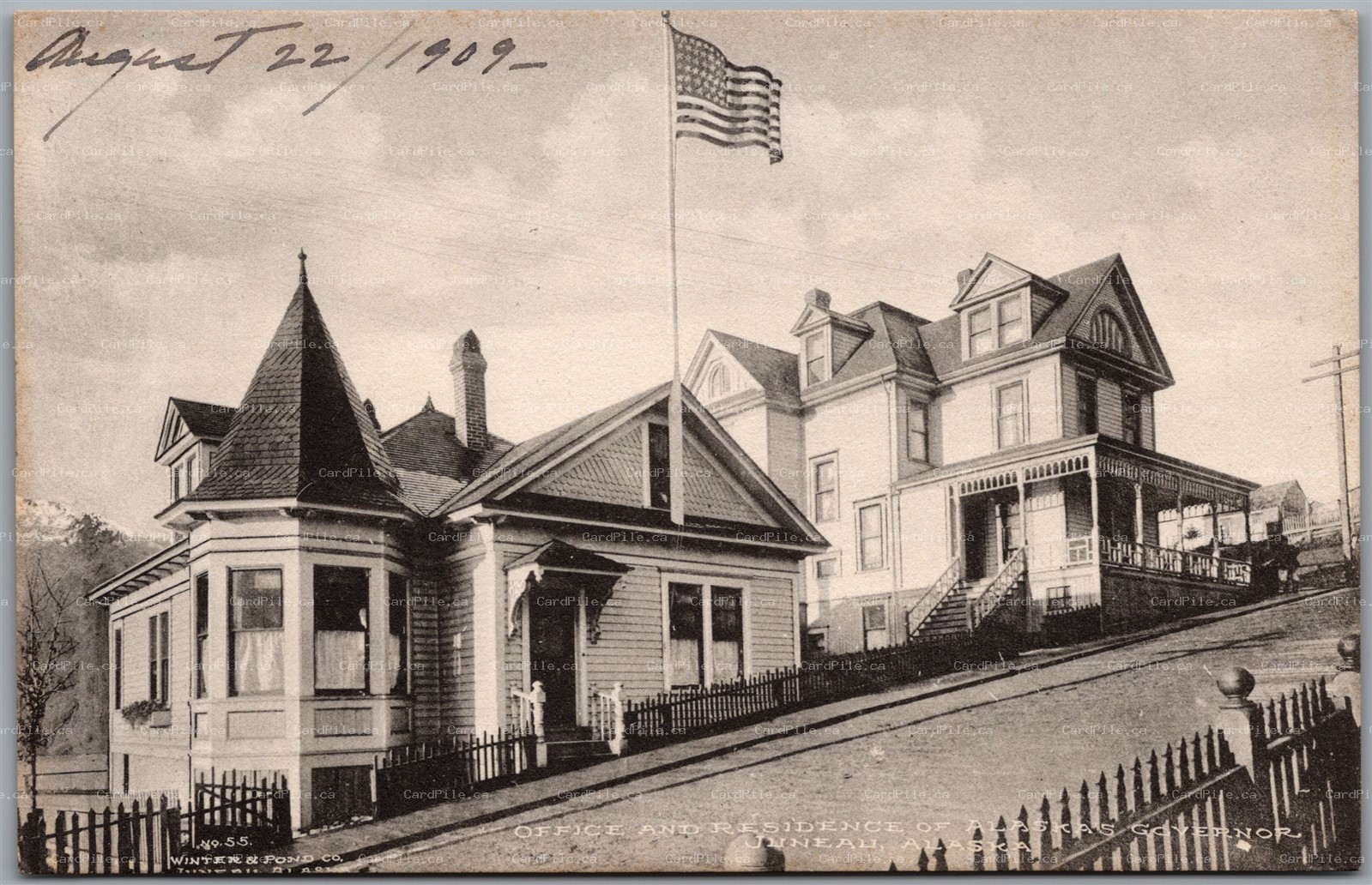 Postcard Juneau Alaska c1909 Office and Residence of Governor by Albertype