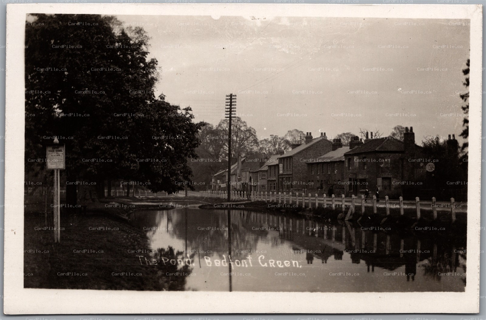 Postcard RPPC c1913 Bedfont Green England The Pond near Heathrow Airport