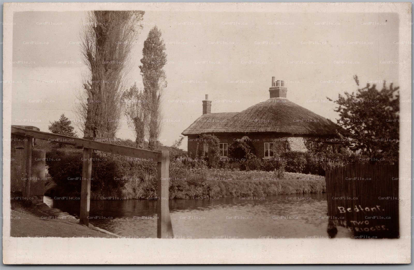 Postcard RPPC c1913 Bedfont England The Two Bridges near Heathrow Airport