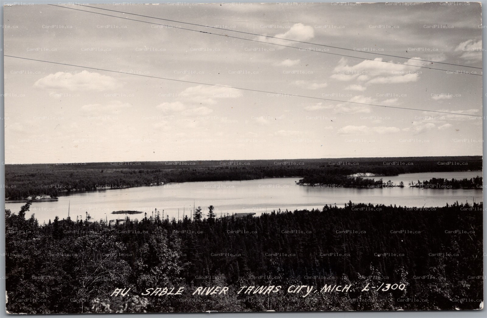 Postcard RPPC c1930s Tawas City Michigan Au Sable River Scenic View Iosco County