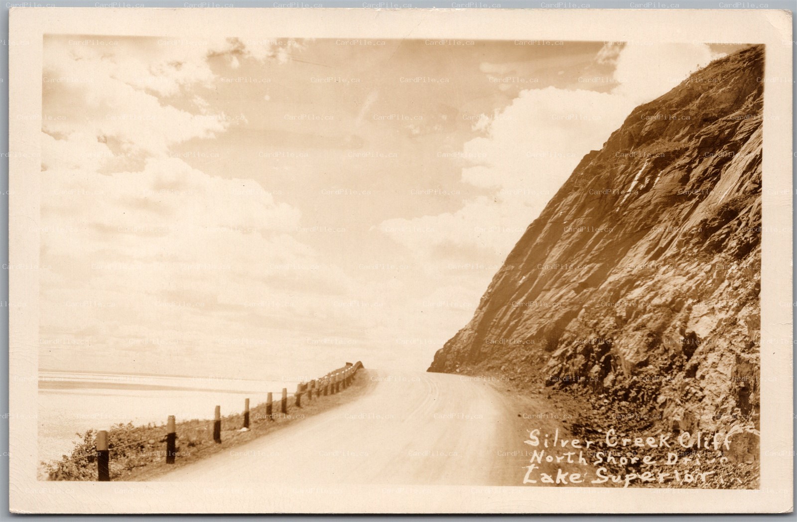 Postcard RPPC Silver Creek Cliff Minnesota North Shore Drive Scenic View