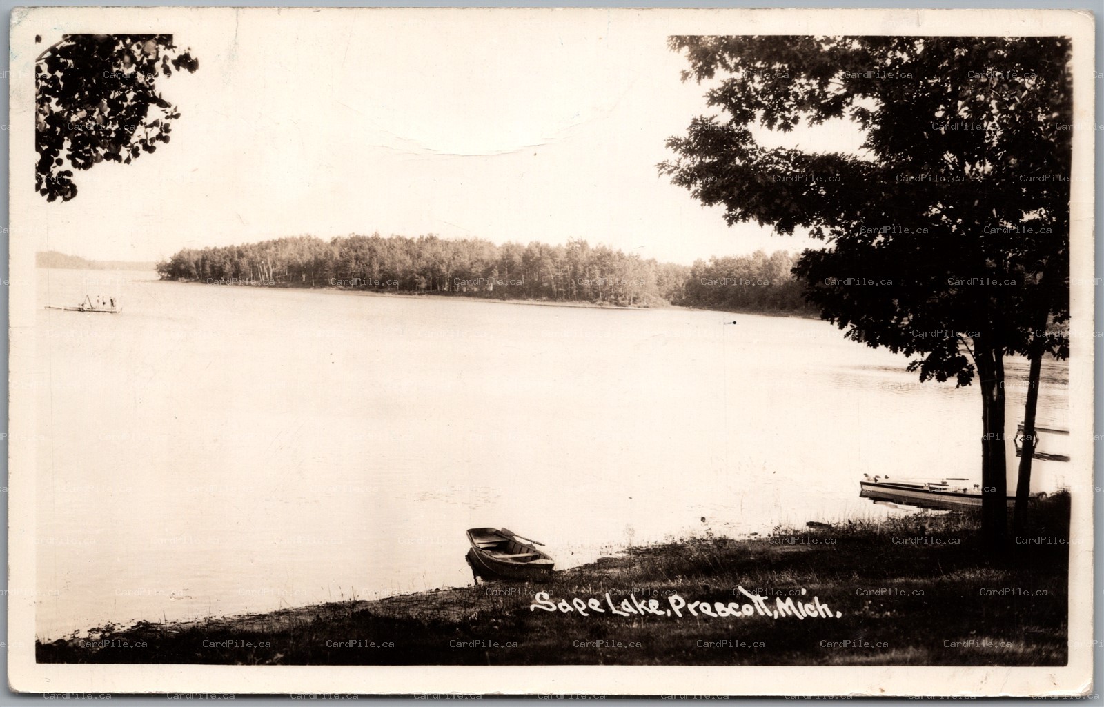 Poscard RPPC Prescott Michigan Sage Lake Scenic View Ogemaw County