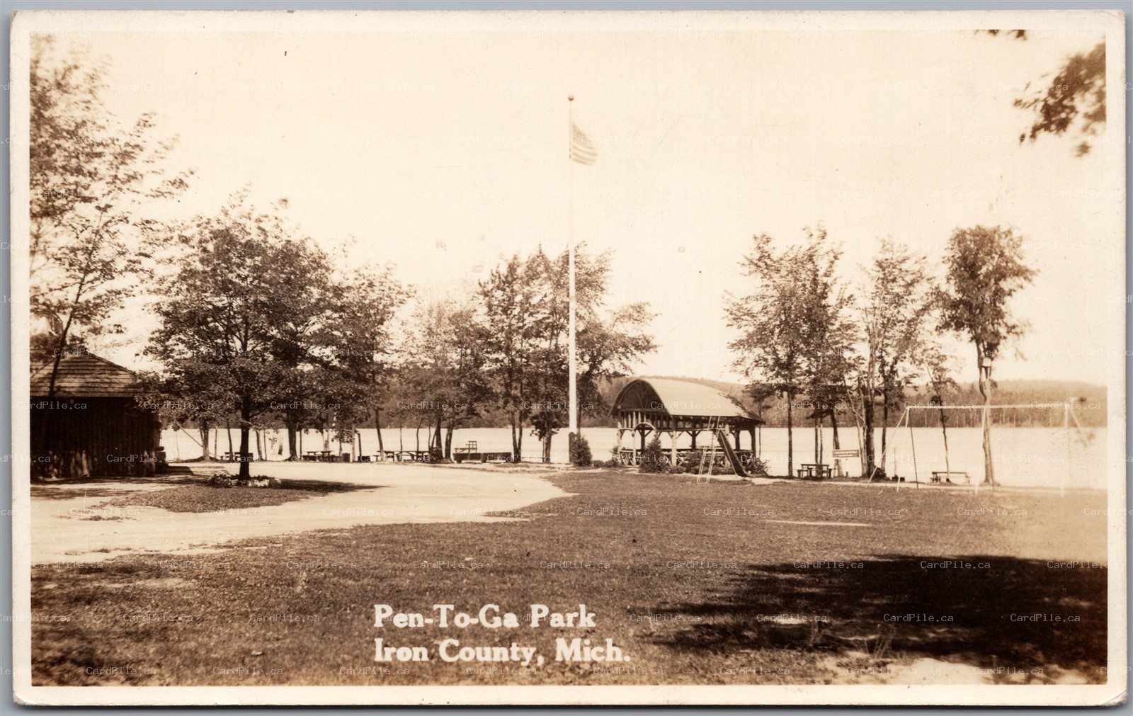 Postcard RPPC Iron County Michigan Pentoga Park Chicagon Lake Scenic View