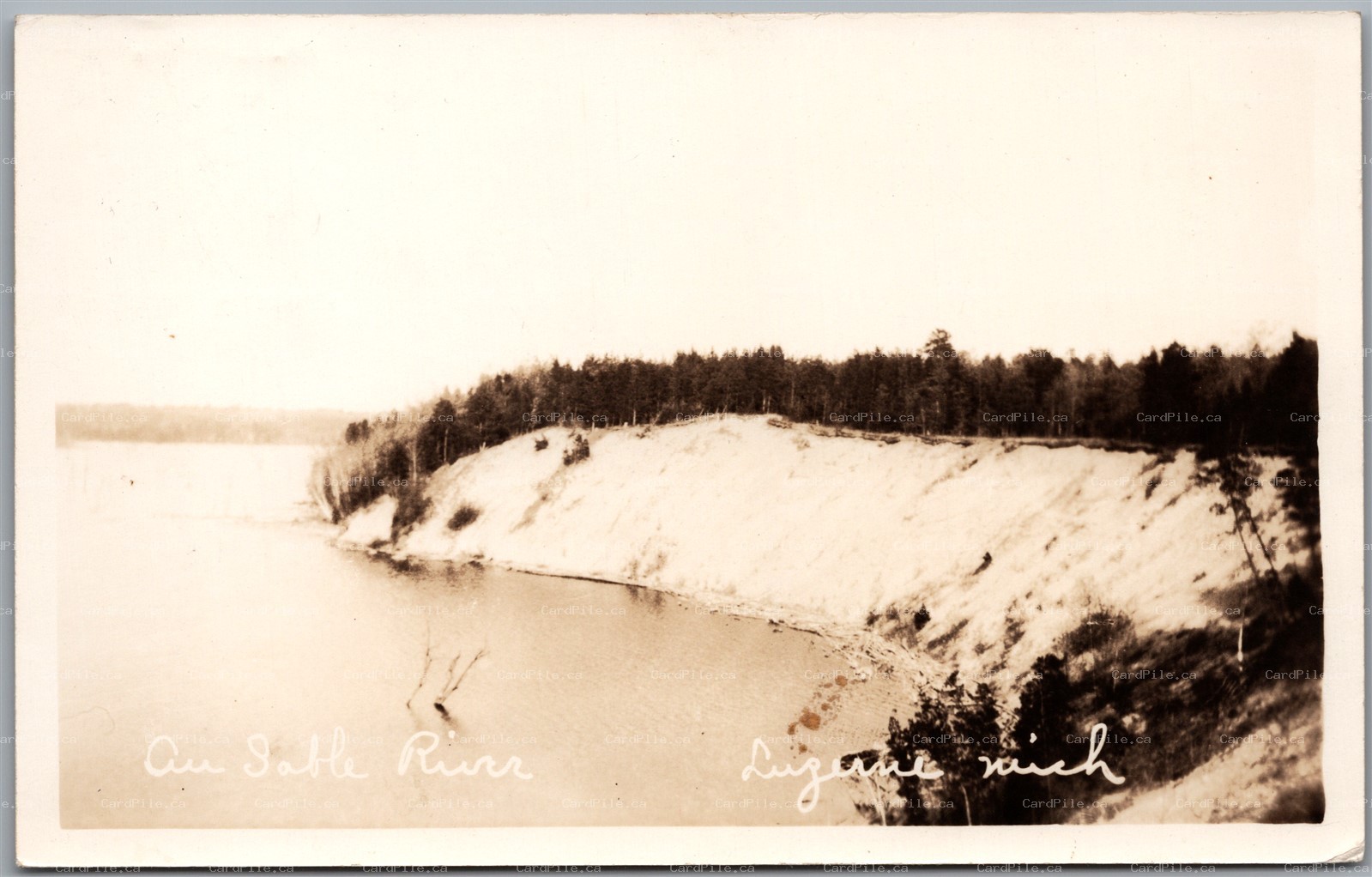 Postcard RPPC c1941 Luzerne Michigan Au Sauble River Scenic View to Riverdale MI