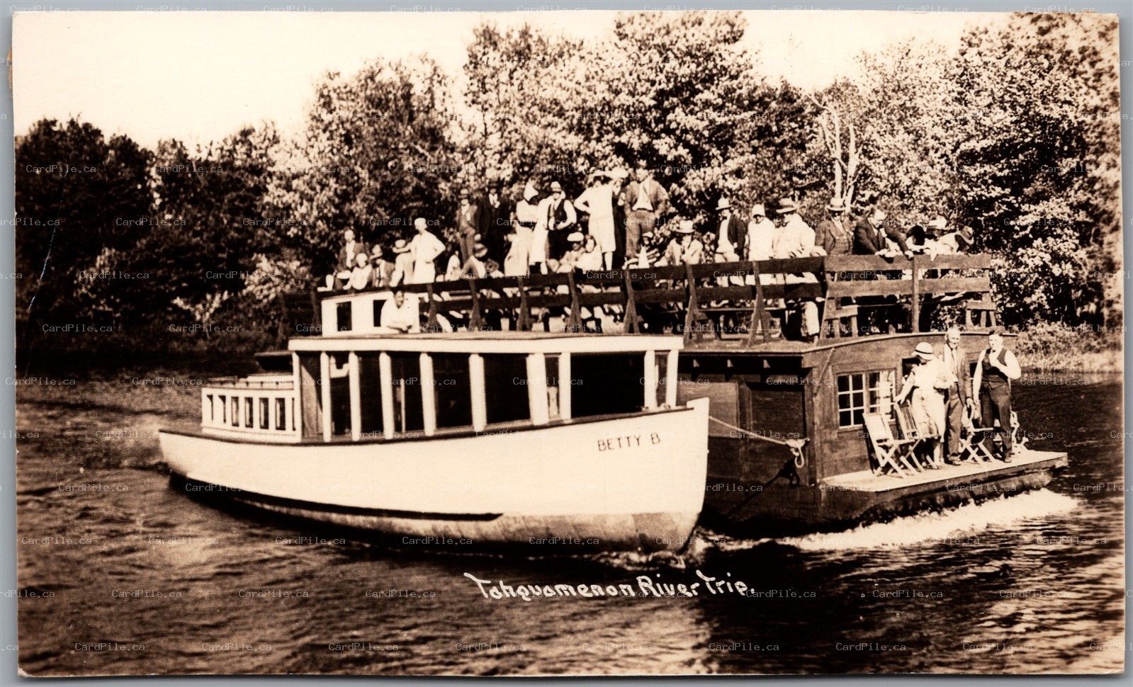 Postcard RPPC Michigan Tahquamenon River Trip Boats 