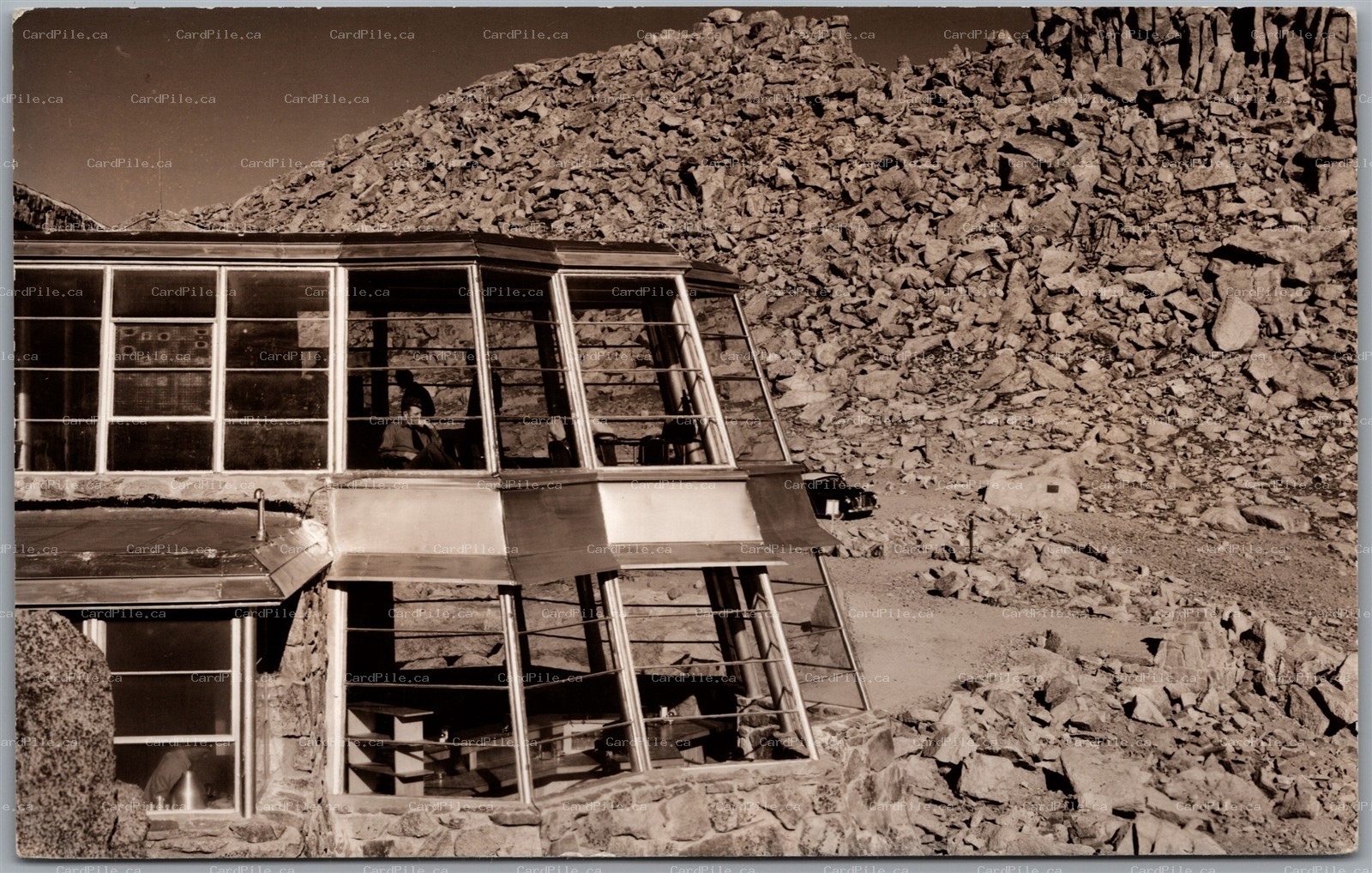 Postcard RPPC c1940s Mount Blue Sky Colorado Mount Evans Crest House now Ruined