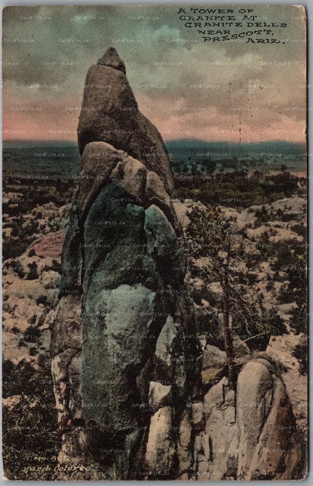 Postcard Granite Dell's Arizona c1914 Rock Tower Near Prescott AZ by Fred Harvey