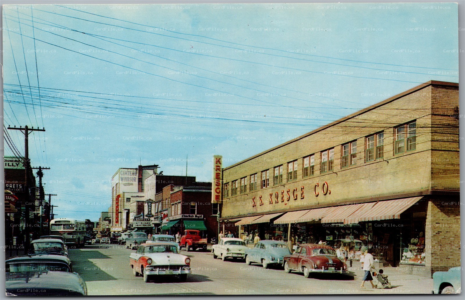 Postcard Rouyn Noranda Quebec Main St Rue Principale Old Cars Shops SS Kresge