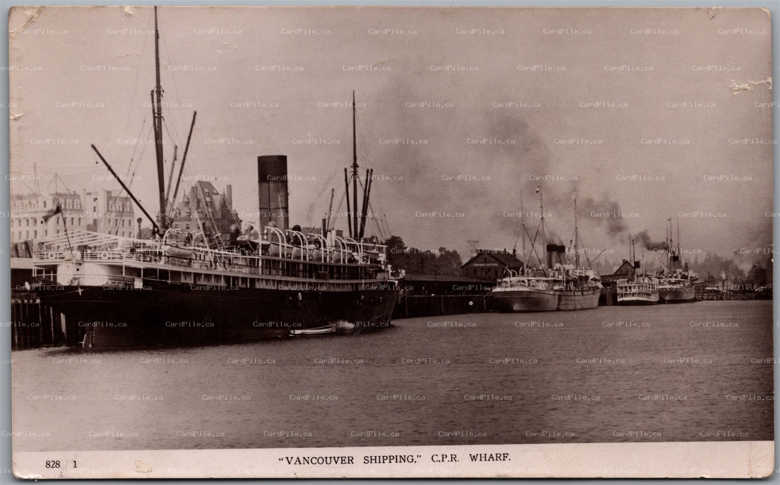 Postcard RPPC c1910 Vancouver British Columbia Shipping C.P.R. Wharf Series 828