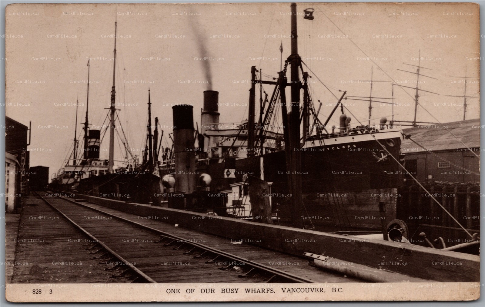 Postcard RPPC 1910s Vancouver British Columbia One of Our Busy Wharfs Series 828