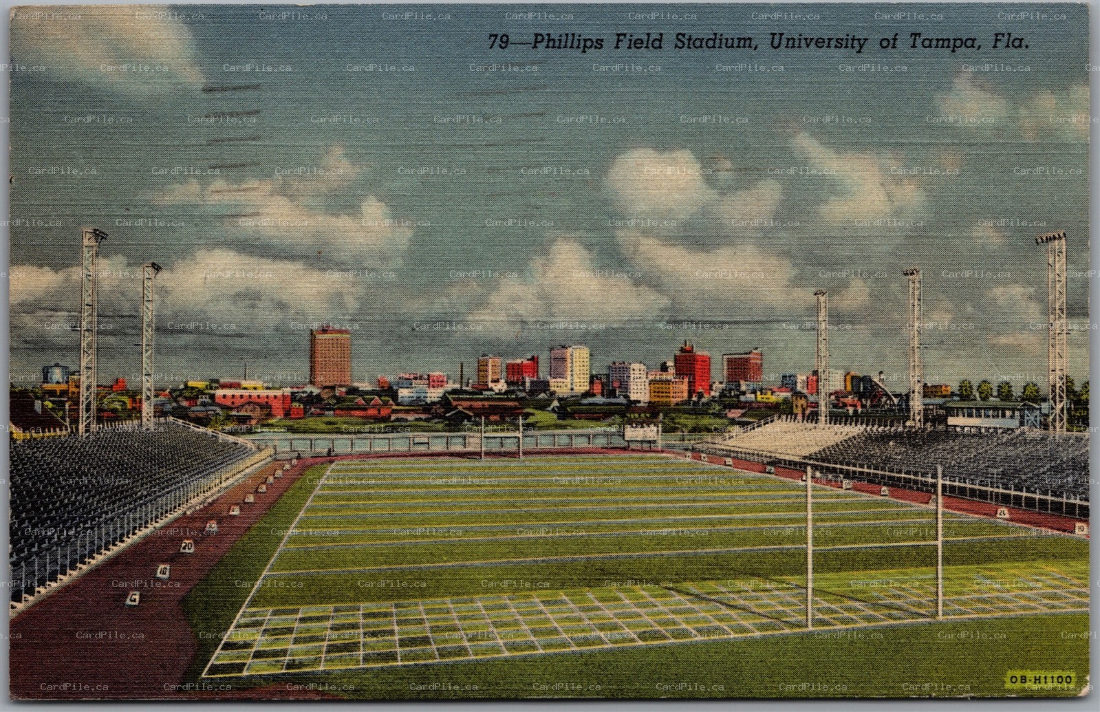 Postcard Tampa Florida c1951 Phillips Field Stadium Football University