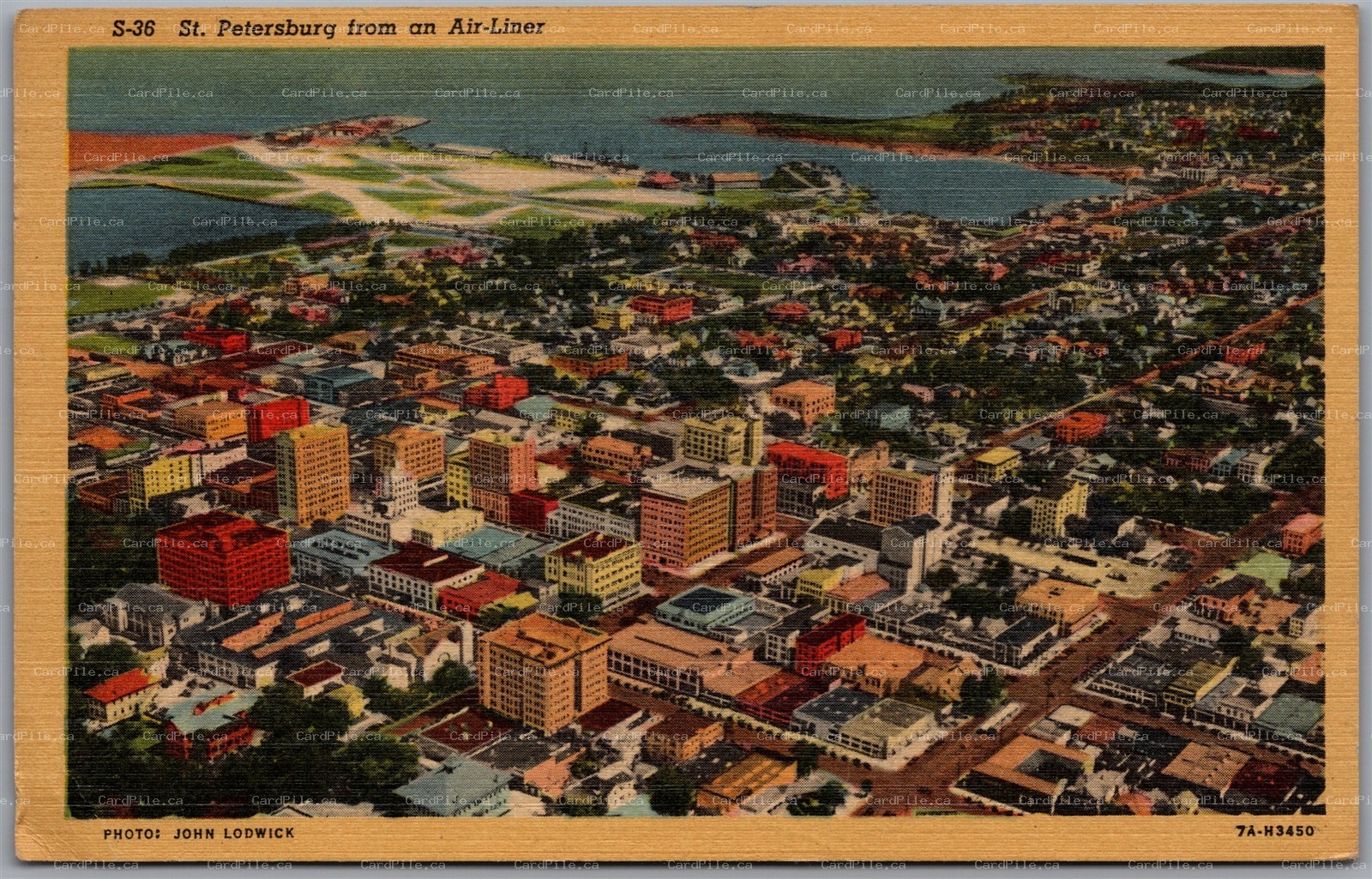 Postcard St. Petersburg Florida c1951 Aerial view from an Air-Liner Curt Teich