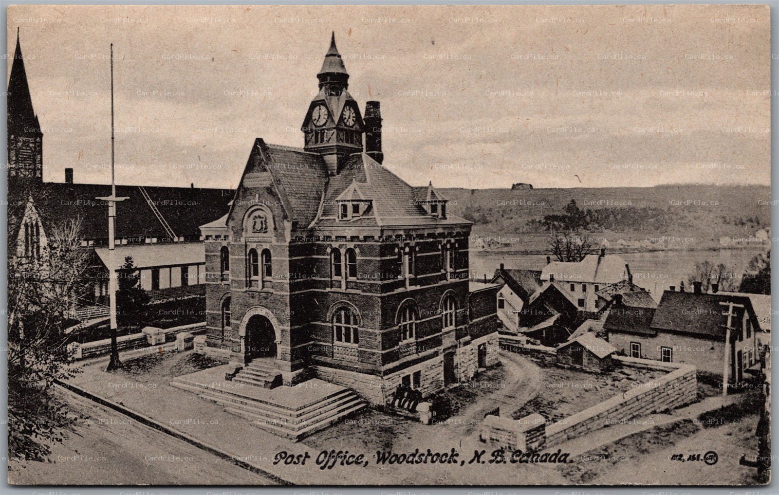 Postcard Woodstock New Brunswick c1910s Post Office Carleton County