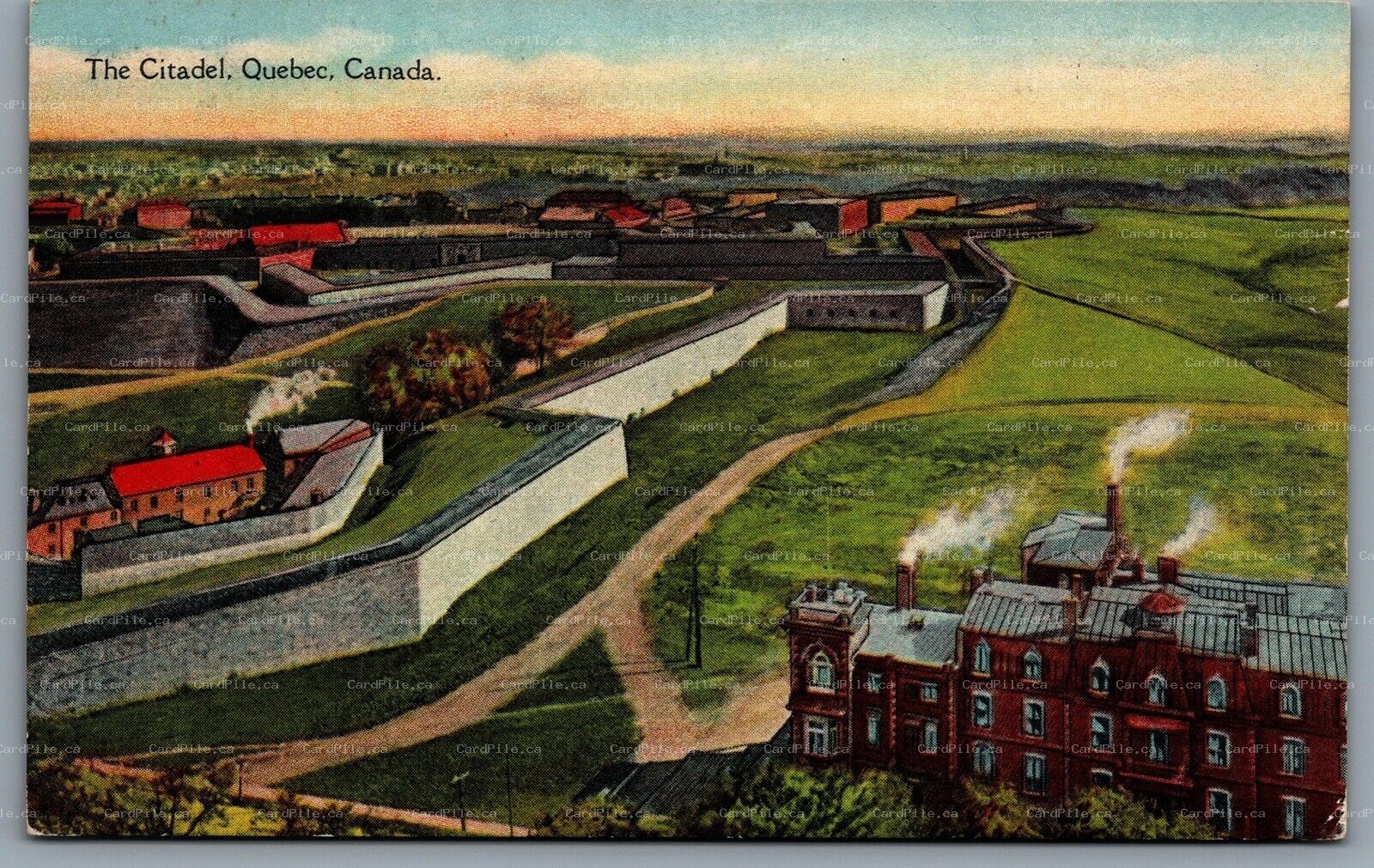 Postcard Quebec City PQ c1940 Birds Eye View The Citadel Cap Diamant