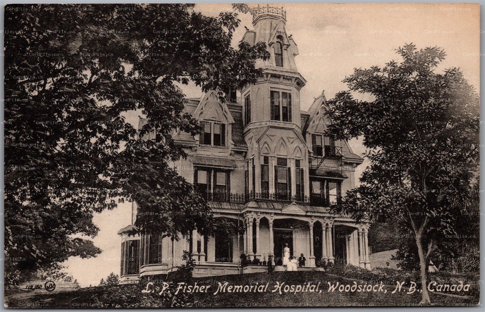 Postcard Woodstock New Brunswick The L. P. Fisher Memorial Hospital Carleton Co.