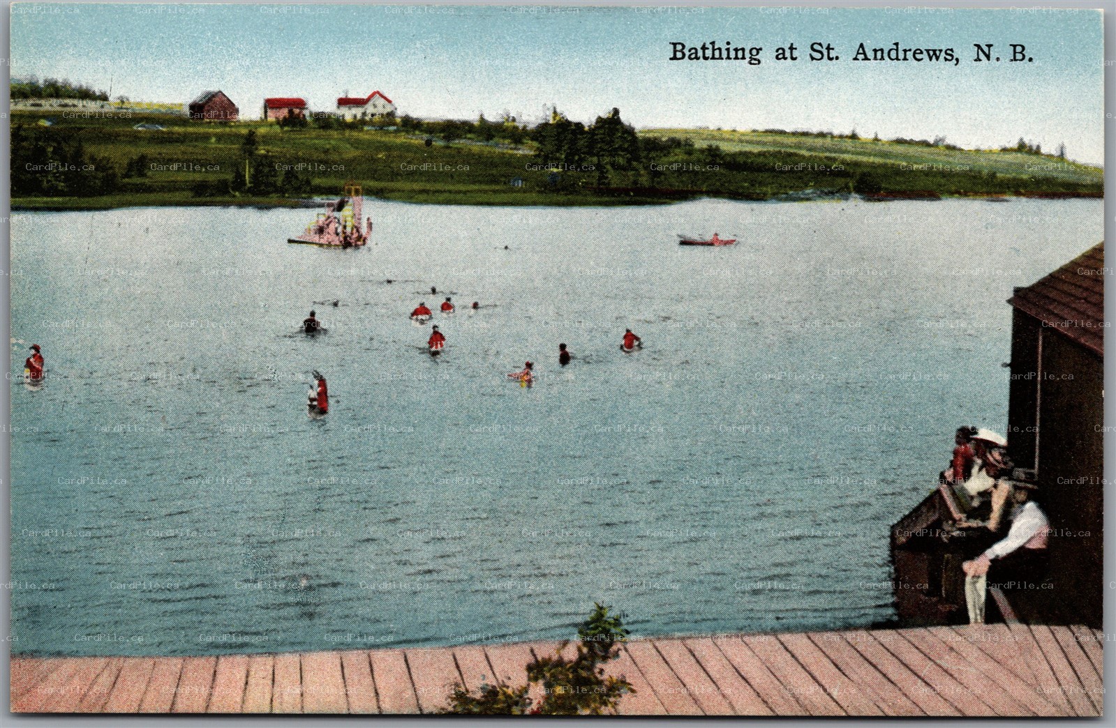 Postcard St. Andrews New Brunswick c1910s Bathing Swimming Charlotte County
