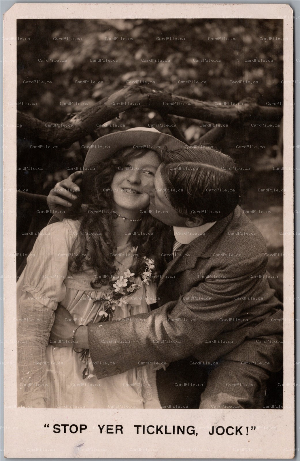RPPC 1910s Stop Yer Tickling, Jock! Life Model Series Couple Kissing by Bamforth