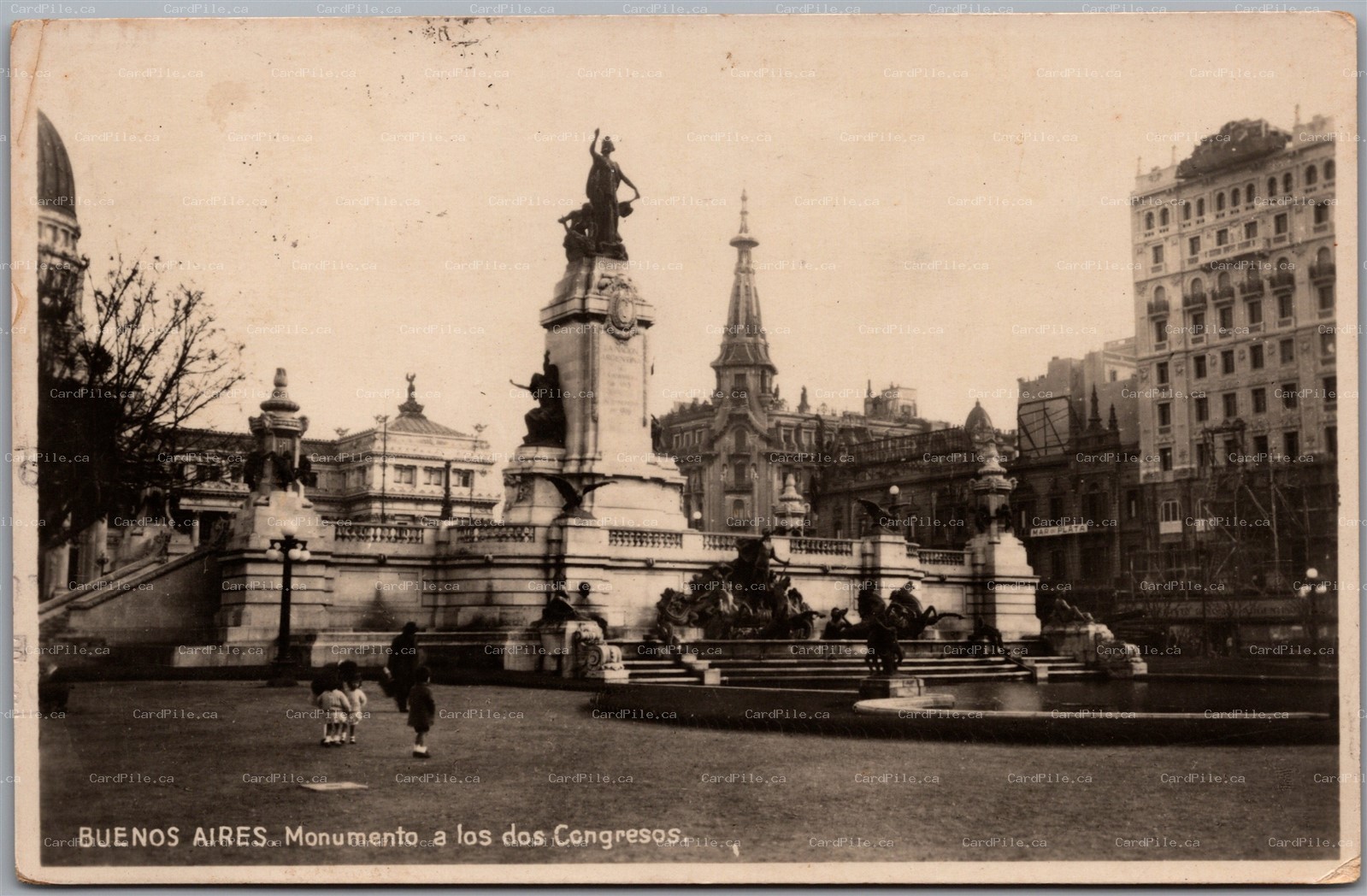 Postcard RPPC Buenos Aires Argentina Monumento a los dos Congresos