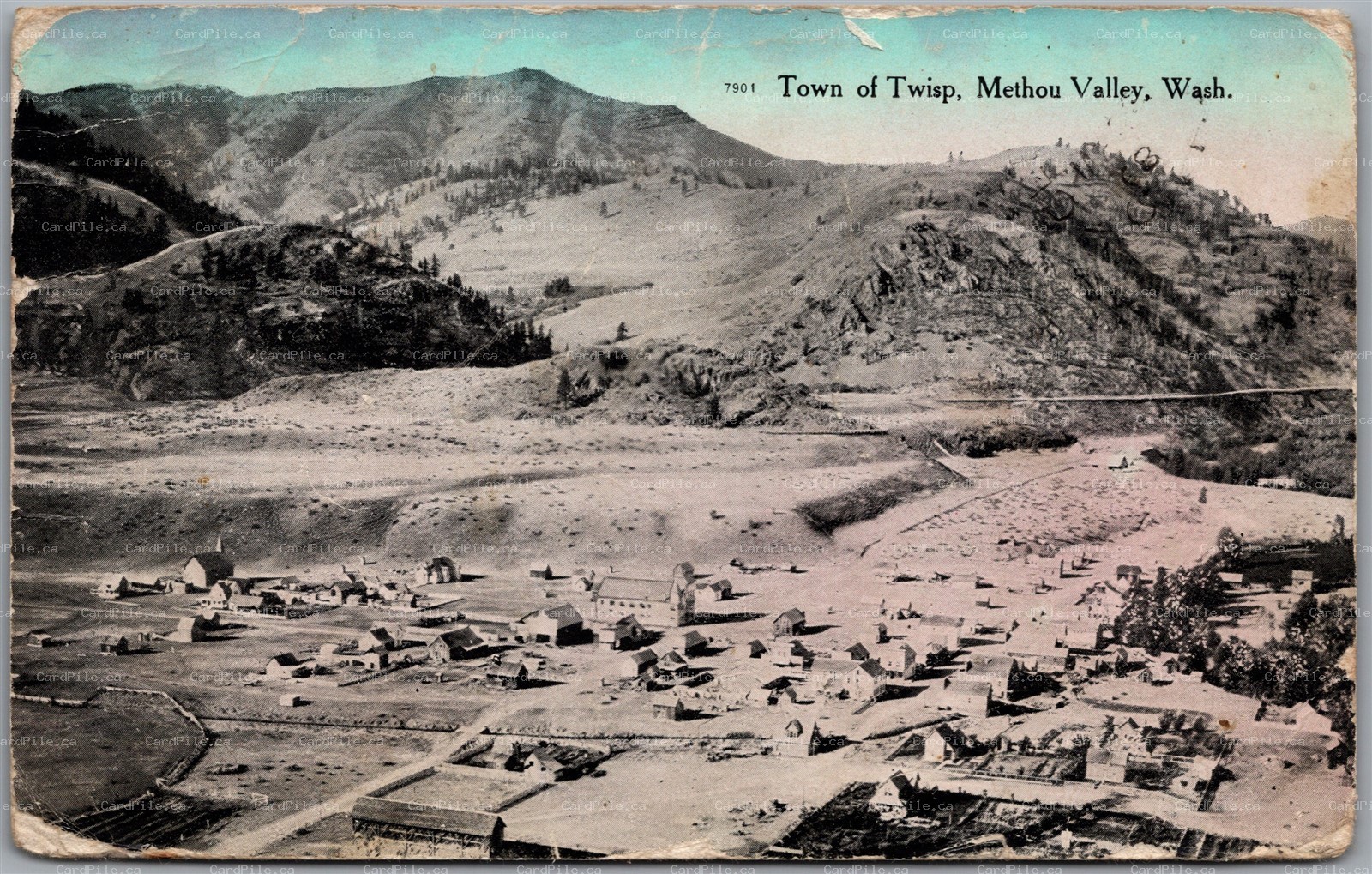 Postcard Twisp Washington c1908 Methou Valley Town View Okanogan County *as is*
