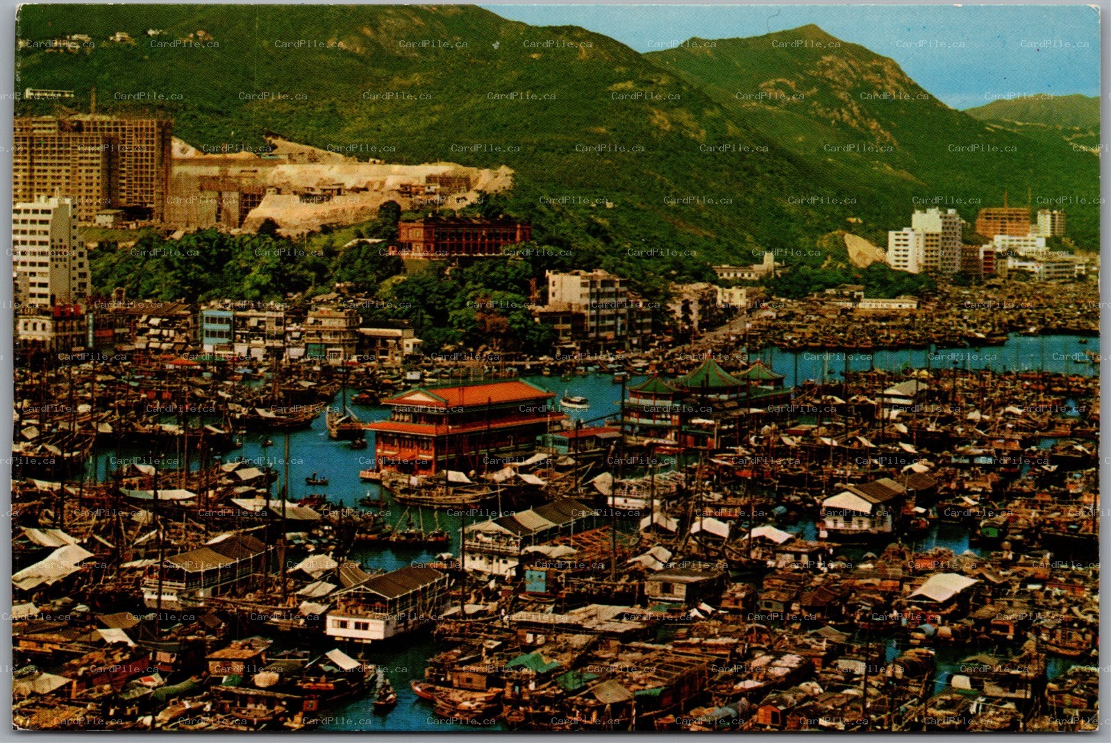 Postcard Hong Kong Aberdeen One of the Main Fishing Centers Boats Continental