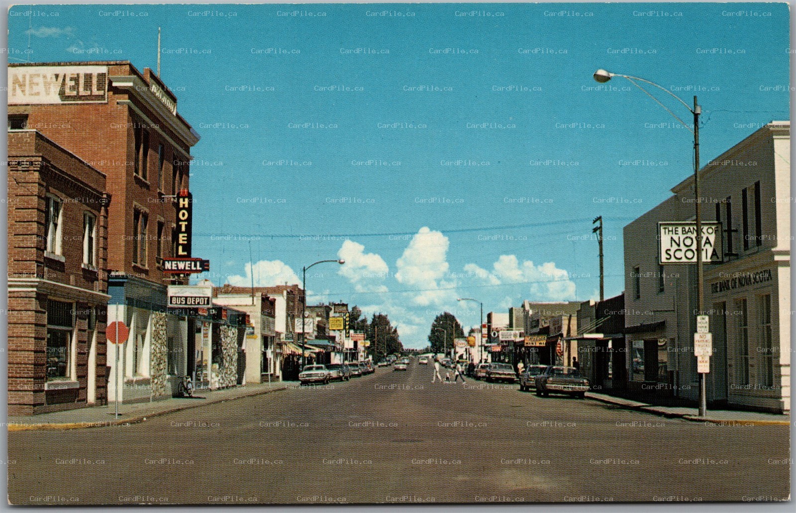 Postcard Brooks Alberta 2nd Street Looking North Old Cars Shops