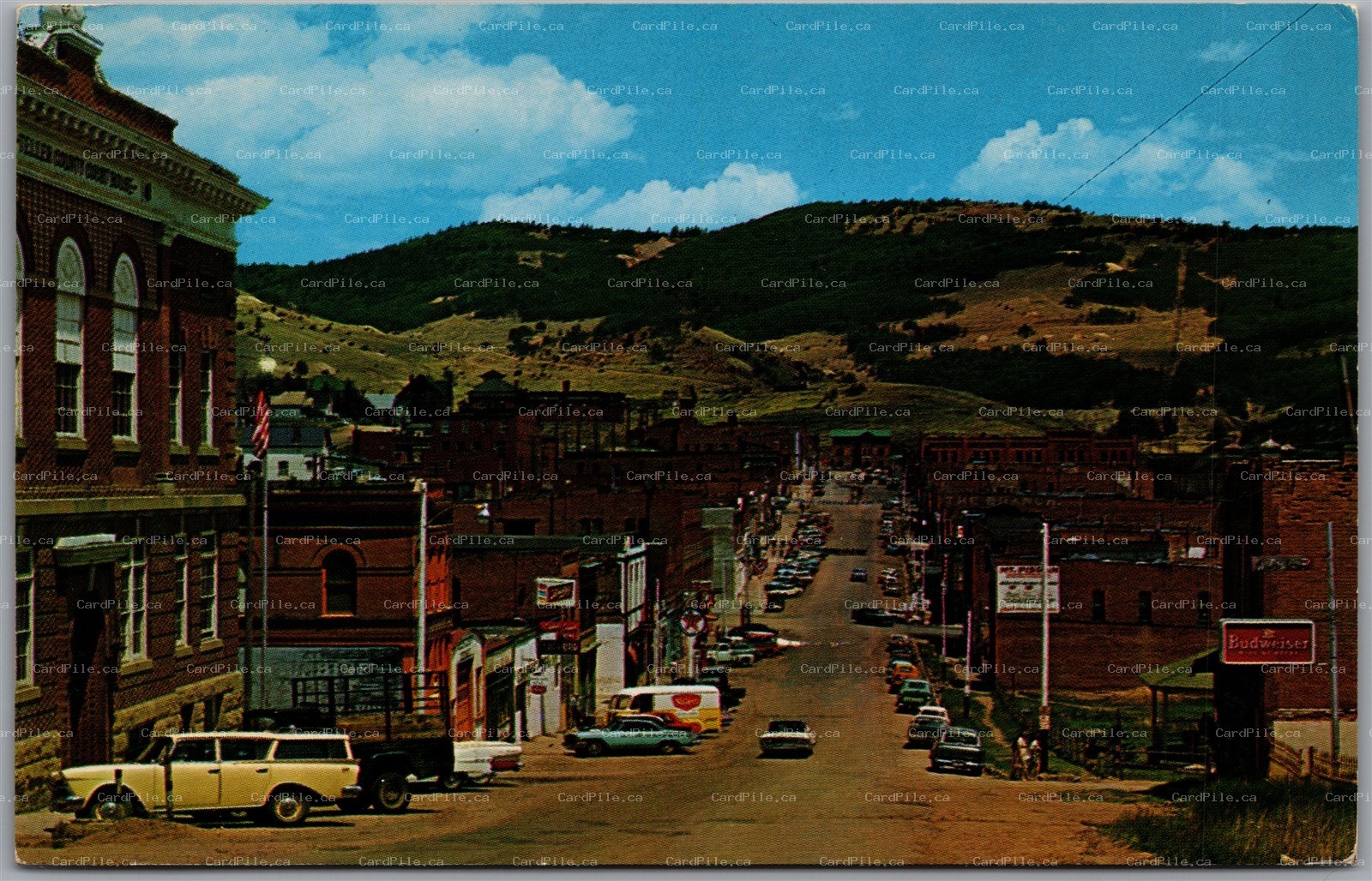 Postcard Cripple Creek Colorado Business Section Shops Budweiser Teller County