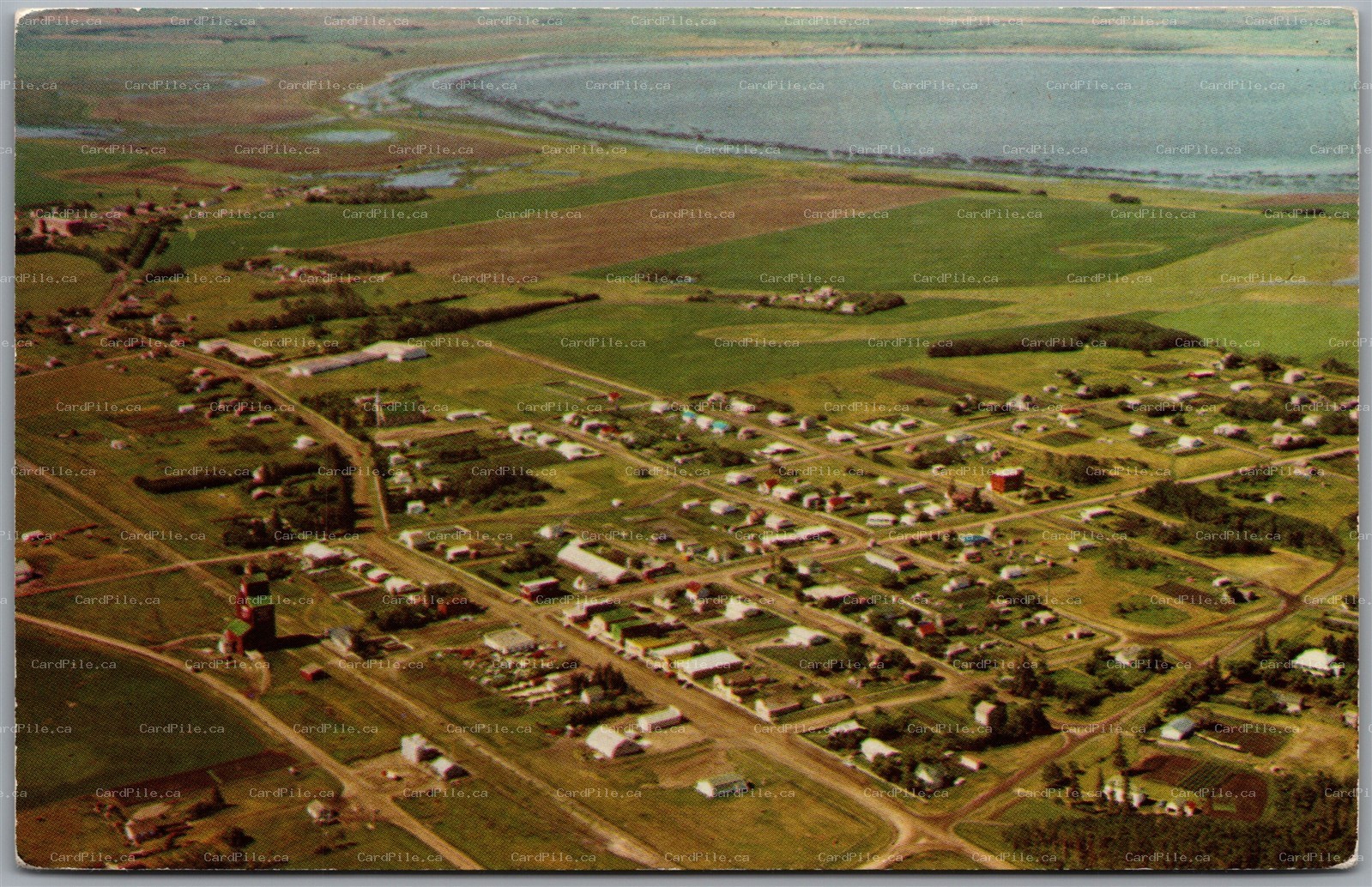 Postcard Duck Lake Saskatchewan Aerial View Historical Riel Rebellion Bluffs